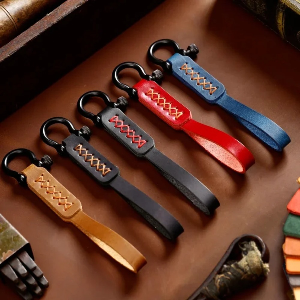 Porte-Clés Vintage en Cuir de Vache group Fait à la Main, Lanière de Poignet, Fer à Cheval, Accessoires, Boîte-Cadeau