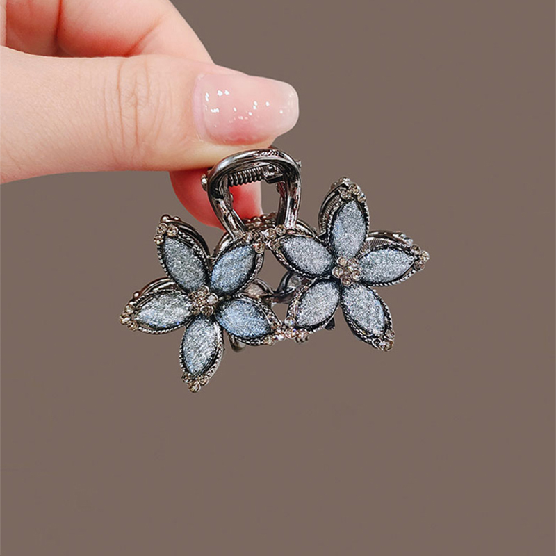 Neue Blume schwarze Farbe High-End-Haarnadel Frauen Rücken Kopf halb gebundene Haars pange hohe Pferdes chwanz Haarnadel Metall Haarschmuck