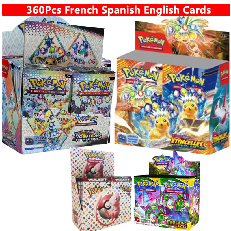 Набор коллекционных карточек Pokemon (90-360 шт.) на английском, французском и испанском языках: Sun & Moon Evolutions Booster Box для детей