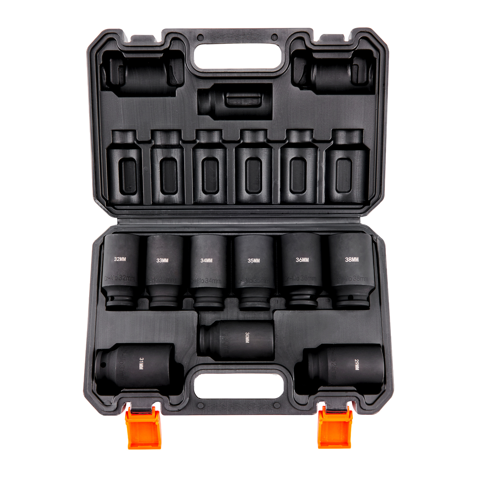 SucceBuy 1/2" Drive Impact Socket Set 9-delige diepe dopsleutelset Metrisch 29-38mm 6-punts Cr-Mo gelegeerd staal voor autoreparatie