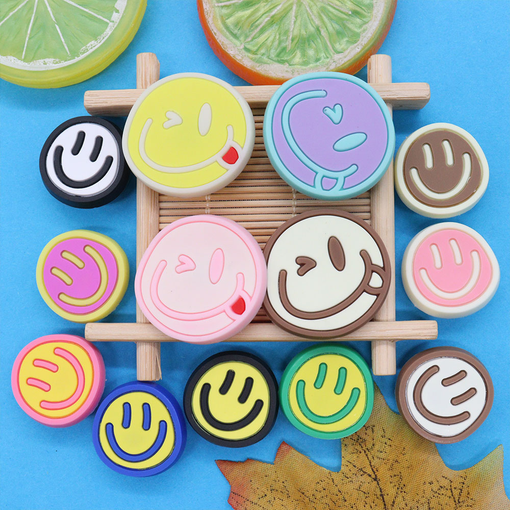 13Pcs Mix Happy Face Lovely Shoes Buckle Charms DIY PVC Garden Sandals Accessories Fit Boys Girls Wristband