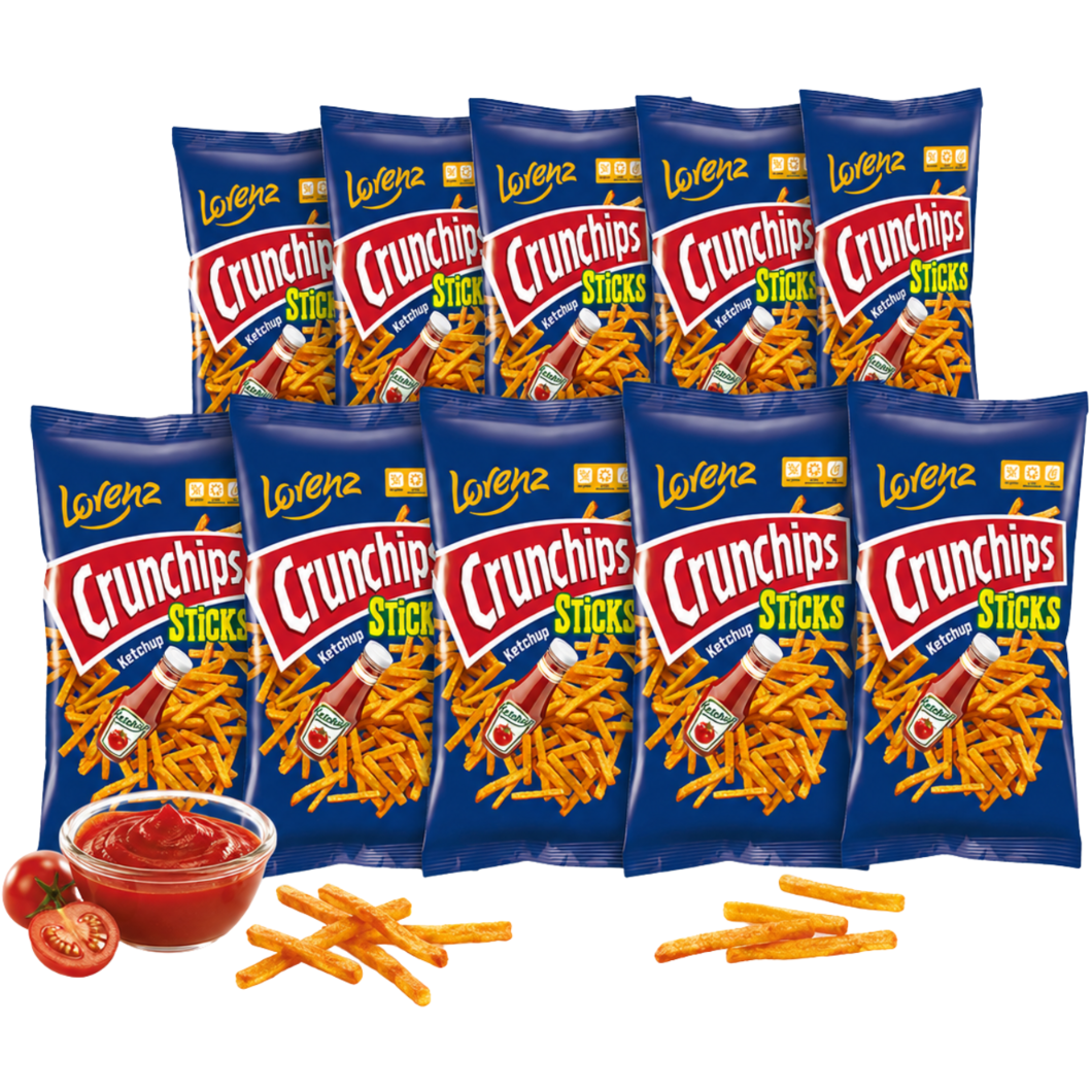 Zestaw Chipsy Crunchips Sticks Ketchup 70g x 8+2 Gratis (10x 70g)
