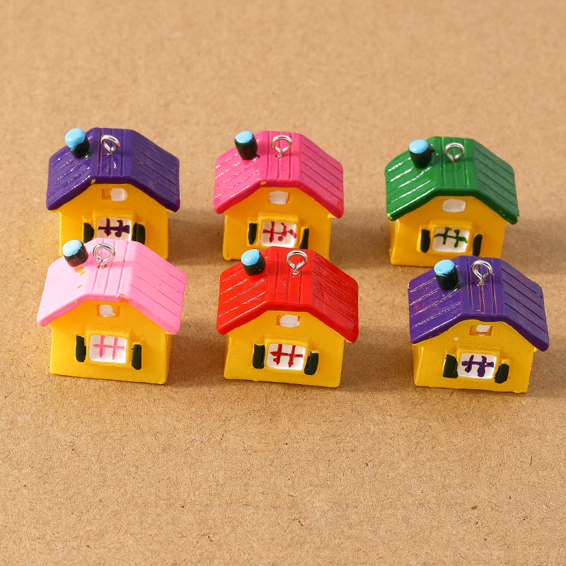 5 stücke 25*25mm niedlichen Harz Mini 3d Haus Charms Anhänger für Ohrringe Halskette DIY Schmuck Herstellung Armband Zubehör