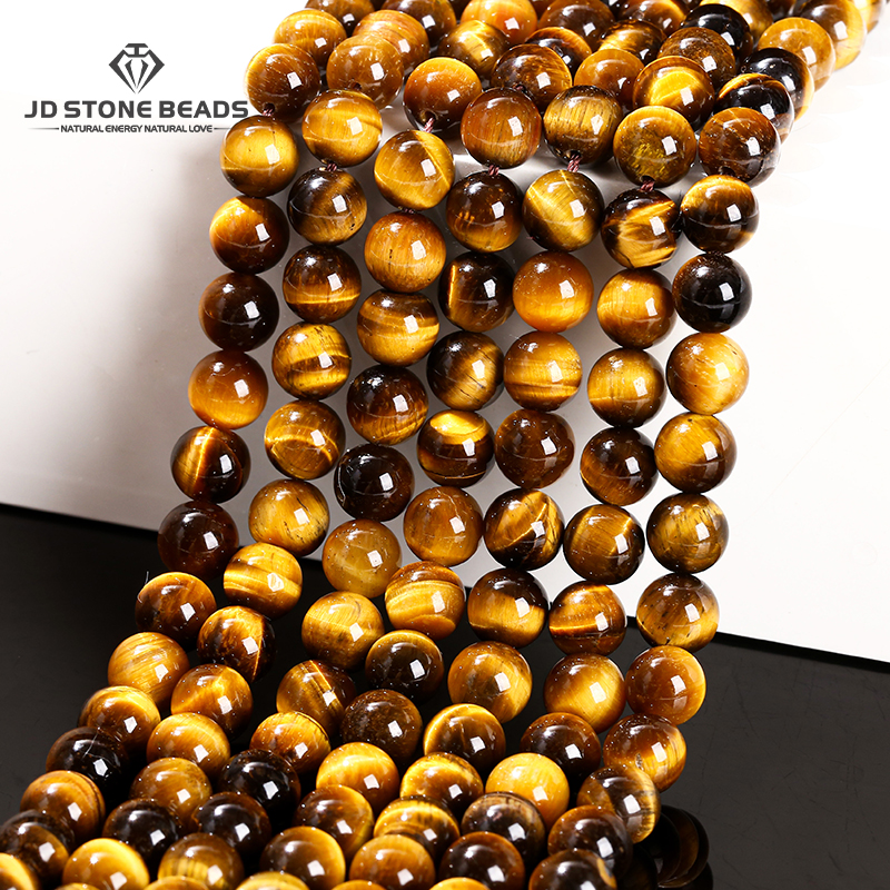ขายส่งธรรมชาติสีเหลือง Tiger Eye Stone ลูกปัดหลวม Spacer 4 6 8 10 12 มม.สําหรับเครื่องประดับ DIY สร้อยคอสร้อยข้อมือ Accessoy
