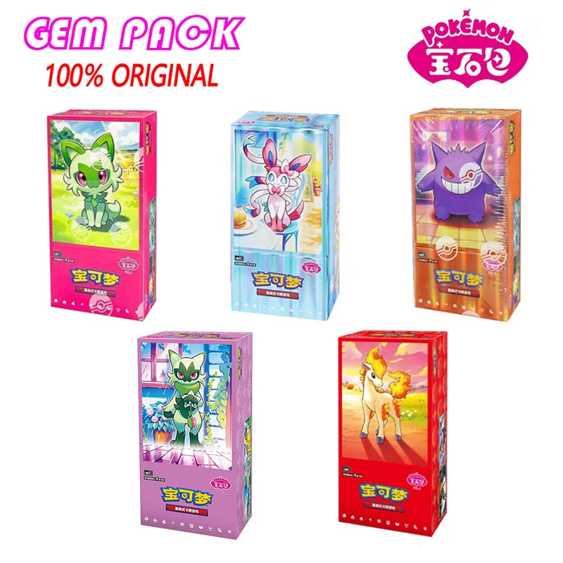 Originele Pokemon GemPack Kaarten Vol.5 Vol.3 Vol.2 Vol.1 Trading PTCG Bag Gem Box Deck Sprigatito Eevee Pikachu Gengar Kaart Cadeau