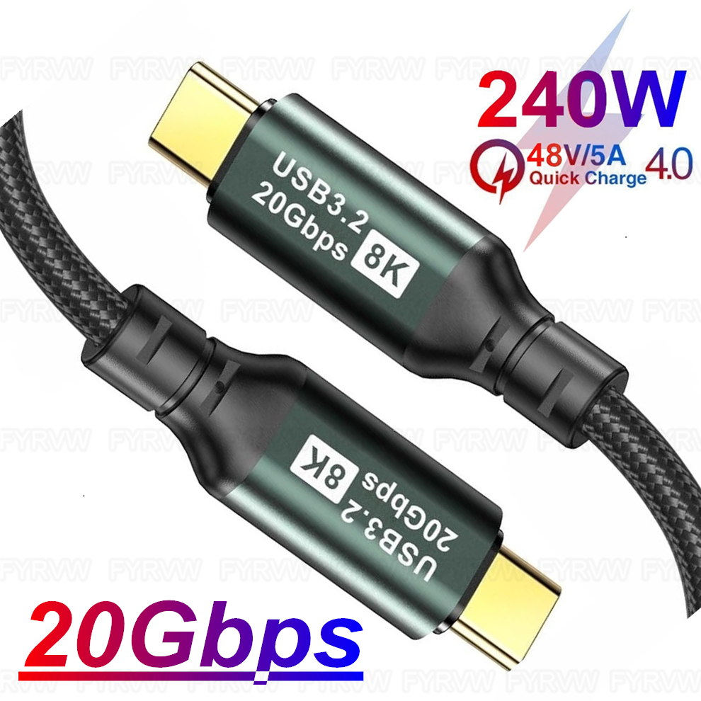 USB3.2 Gen2 Cable USB3.2 Gen2x2 20Gbps 240W PD3.1, Cable USB C Gen2 Tipo C 20Gbps para Datos, 8K PD3.1 QC4.0 QC5.0, Cable de Carga Rápida para MacBook y Samsung