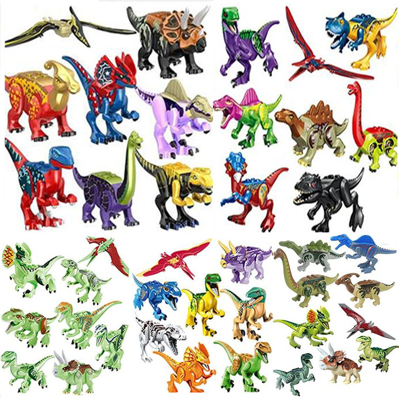 1 個恐竜ジュラシックワールド 3 ティラノサウルスレックスビルディングブロックレンガ私の動物フィギュアのおもちゃ子供のギフト