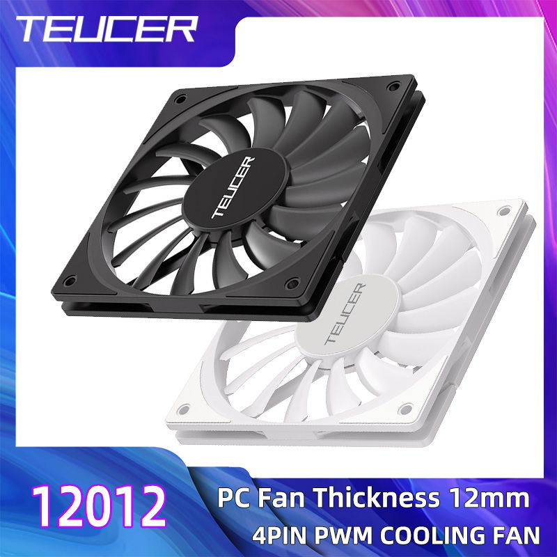 TEUCER TE-12012 Ультратонкий охлаждающий вентилятор 120x120x12 мм Ультратонкий размер с низким уровнем шума 4PIN PWM для настольного компьютера Кулер для процессора