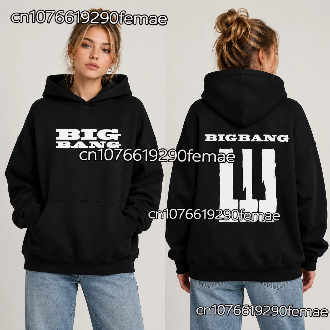 Womens Kpop Autumn Winter Cotton Hoodie BIGBANG 2026 Concert Merch Oversized Sweatshirt Festival Rave Outfit Top