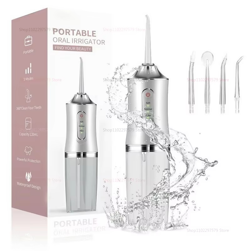 Irrigador Oral eléctrico inteligente portátil, hilo Dental de agua, 4 chorros, 3 modos, irrigador Dental recargable por chorro de agua, limpiador Dental
