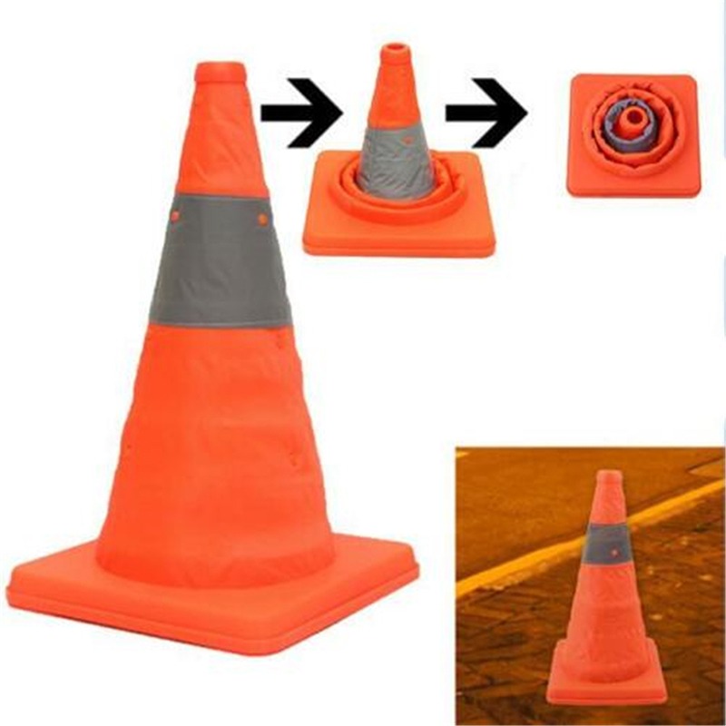 Cônes de circulation pliables de 35cm de hauteur, cône de sécurité réfléchissant Pop up polyvalent, cône de route pliable en matériau souple