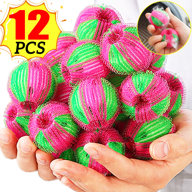 Filtro de pelo para lavadora, eliminador de pelo de pelusa flotante, bola de lavandería reutilizable, bolas de limpieza de colección sucia, 12/6 Uds.