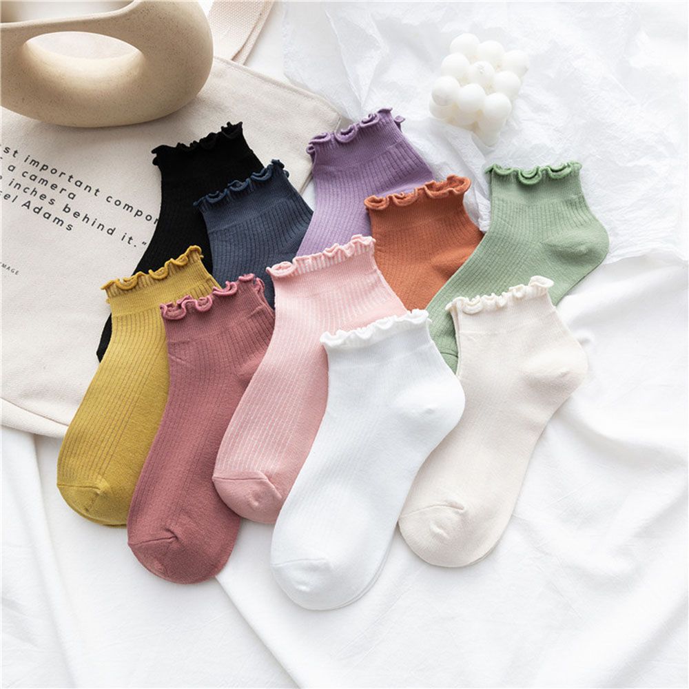 Ademend Katoen Lente Zomer Casual Enkel Korte Boot Sokken Vrouwen Sokken Stroken Ruffle Sokken