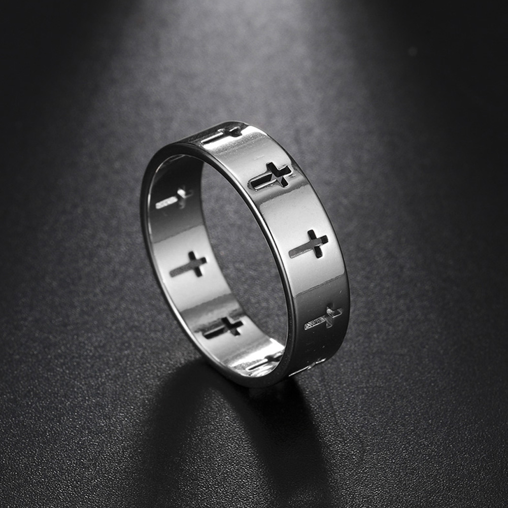 COOLTIME Gothic Kreuz Paar Ringe Edelstahl Silber Farbe Jesus Kreuz Fingerring für Männer Frauen Punk Schmuck Hochzeits geschenk