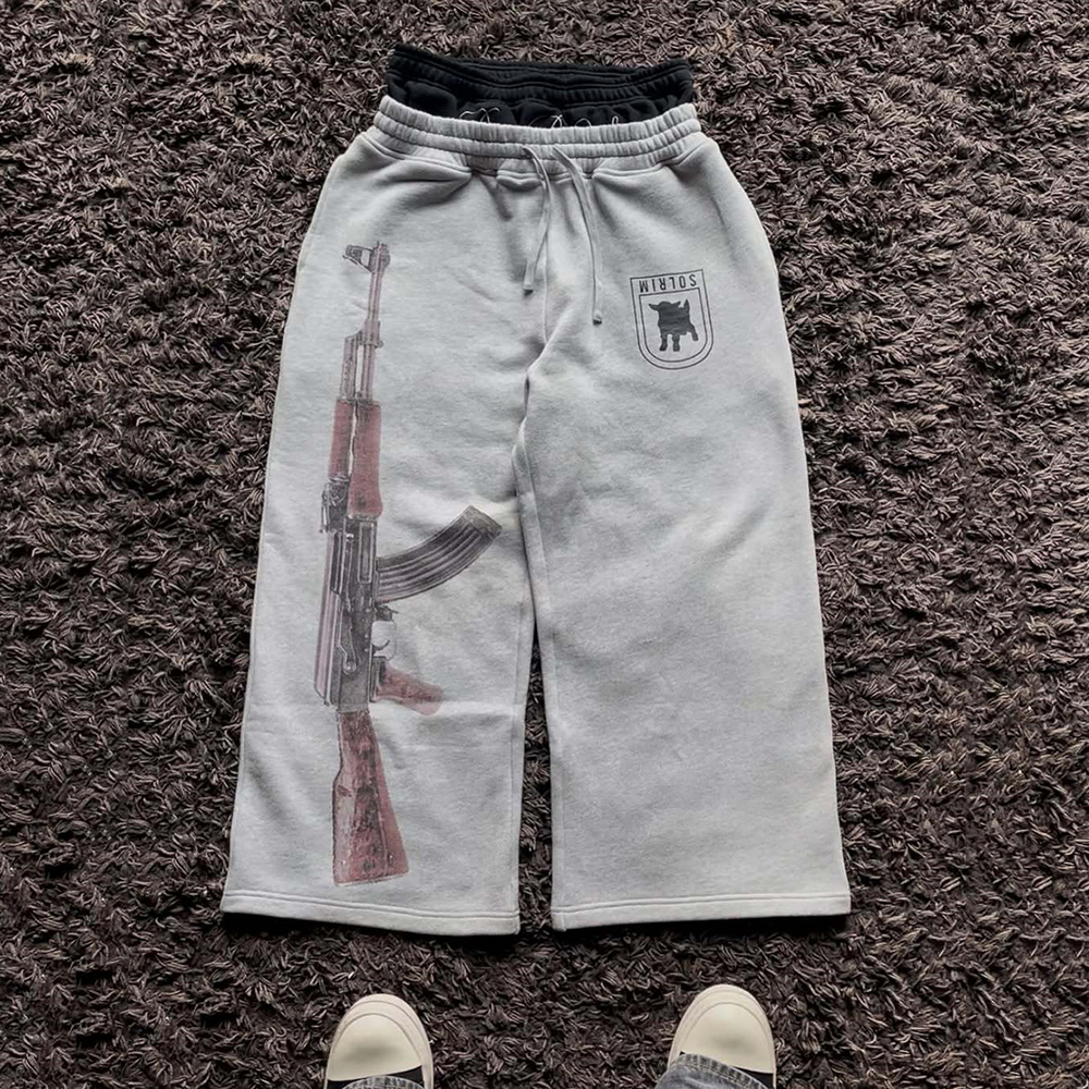 Y2K Pantaloni da guardia da strada ricamati stampati a vita alta Primavera Estate Casual Gamba dritta Design a doppia vita Alla moda