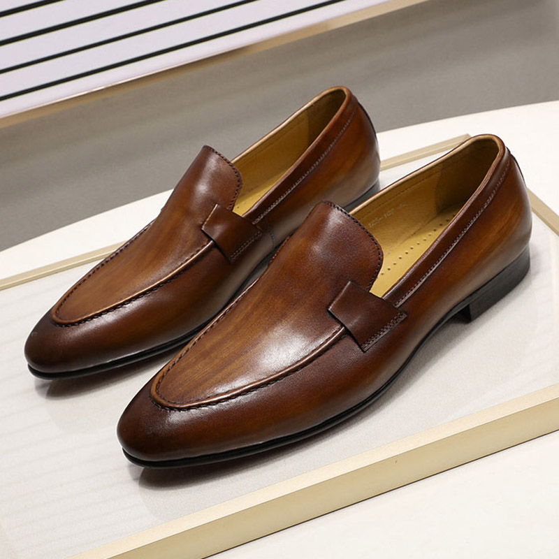Herfst Zomer Stijl Heren Loafers voor Bruiloft Dans Zwart Bruin Lederen Slip op Herenkleding Schoenen Casual Business