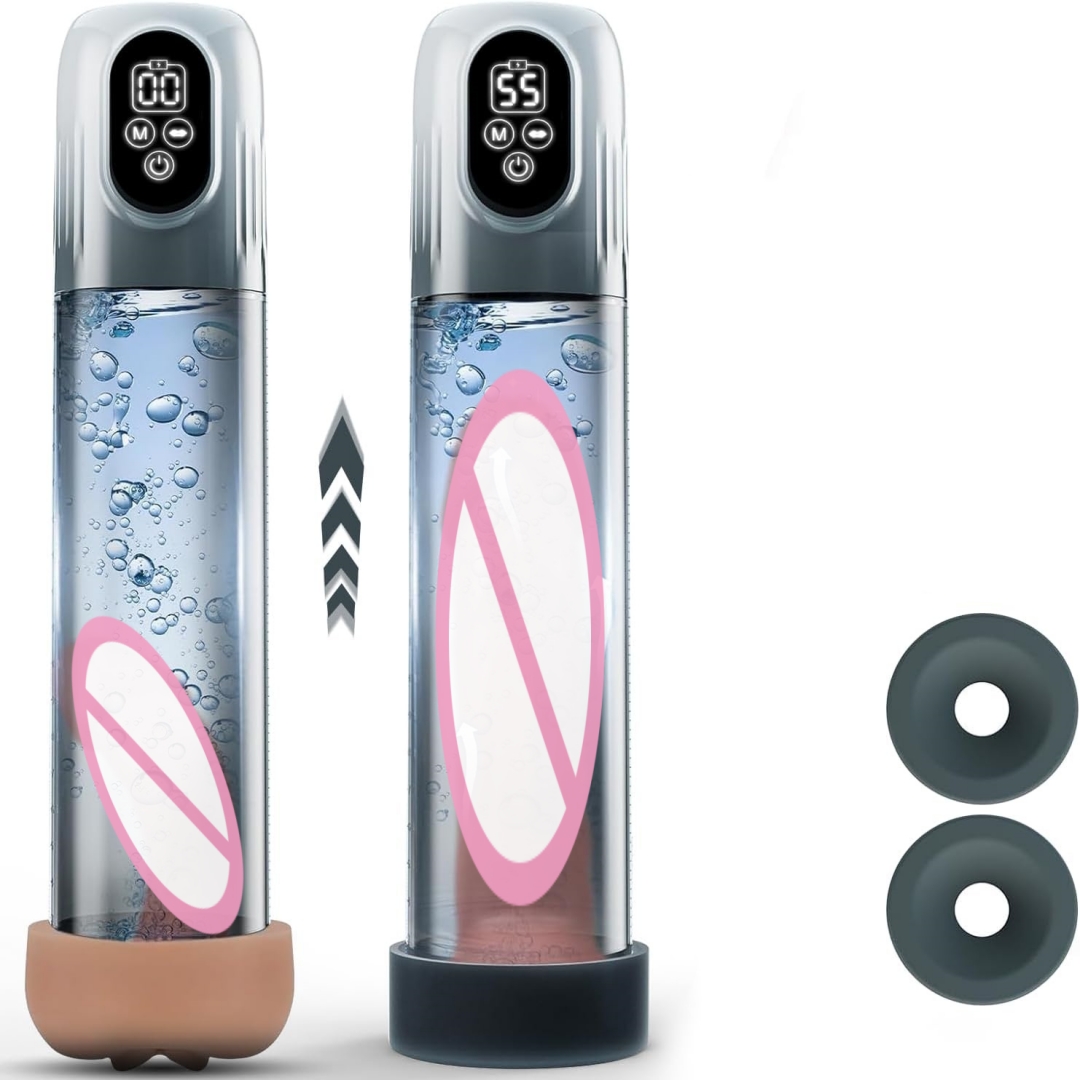 Bomba de pene eléctrica LCD, masturbador masculino automático, bomba de vacío con 4 presión de entrenamiento y 5 modos de succión, juguete sexual para adultos para hombres