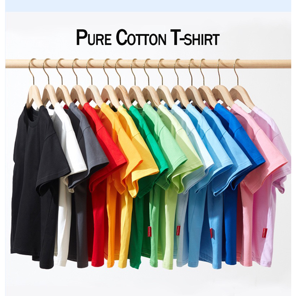 Camiseta infantil de algodão puro, manga curta, cor sólida, esportiva, casual, gola redonda, verão, respirável, macio, top básico infantil