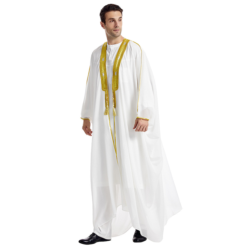 Dubai platina solto robe masculino nobre longo estilo kaftan robe casual simples all-match robe islam djellaba homme robe musulman