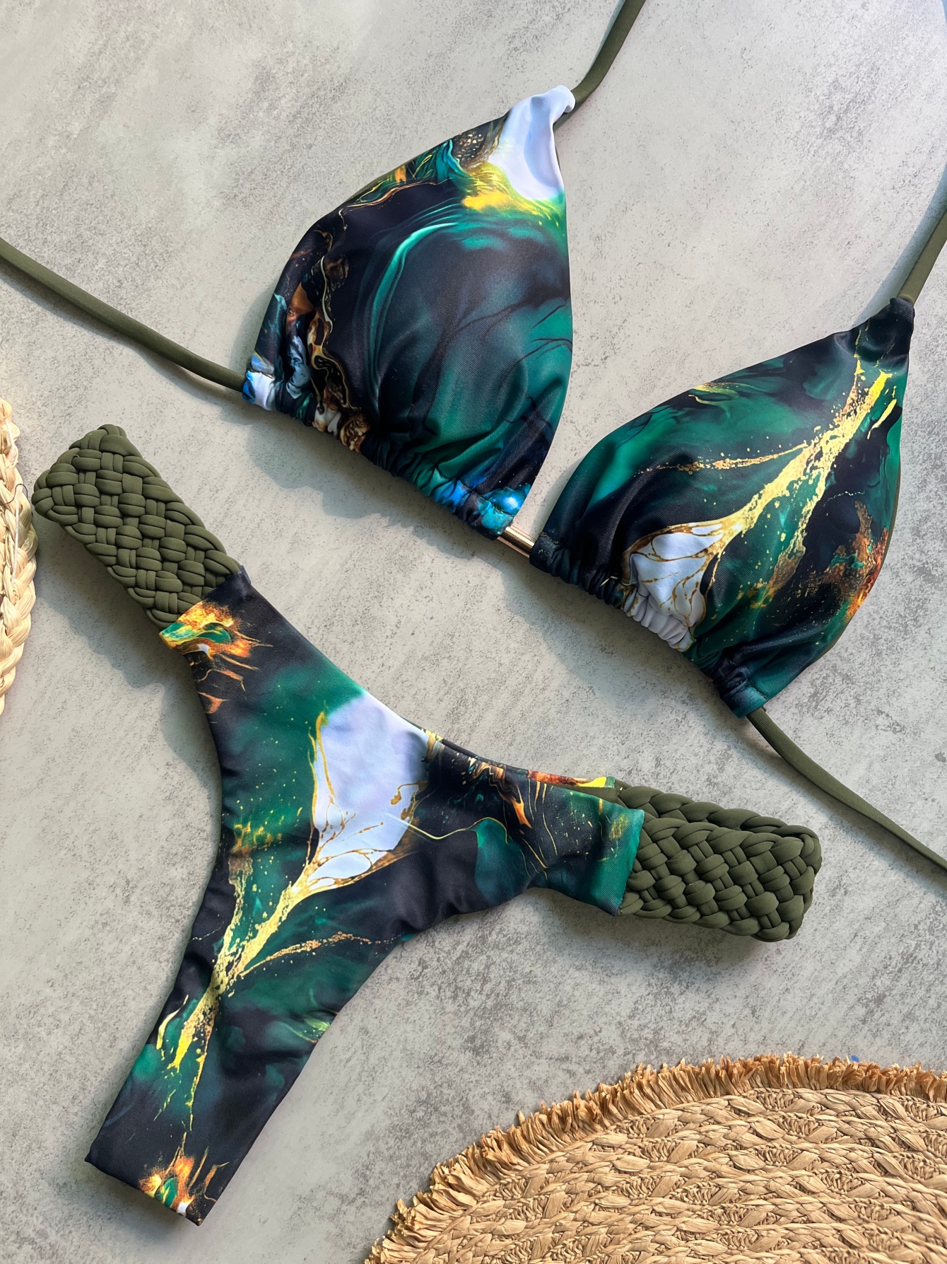 Bikini Mikro Push Up Wanita Pakaian Renang 2026 Pakaian Renang Seksi Set Bikini Brasil Halter Biquini Pakaian Renang Motif Cetak Pakaian Pantai Wanita