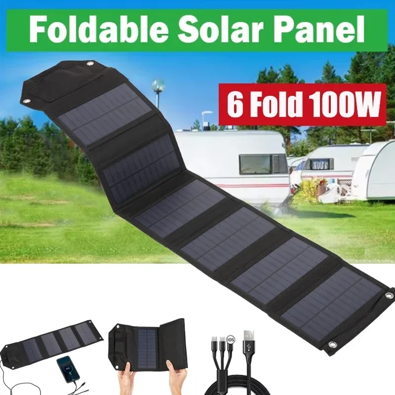 4-Fold 5-Fold 6-Fold Solar Panel 5V USB Waterproof Portable Charger Outdoor Camping for Phone Power Bank