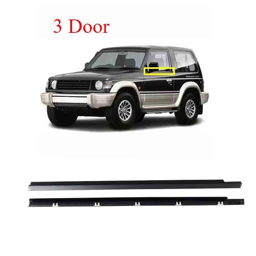 2 peças de borracha de vidro de janela externa para Pajero 2o V20 MB 669117   1989-1999 Borracha de vedação para vidro Montero protege 3 portas
