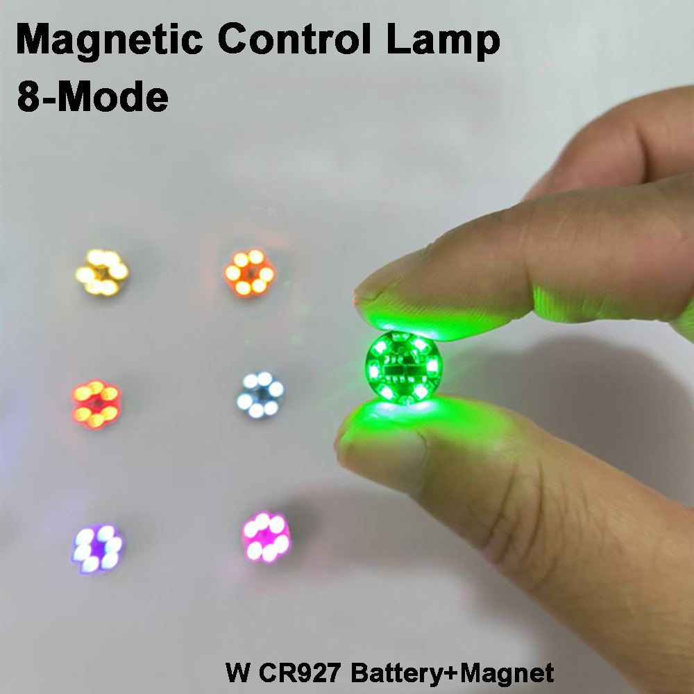 8Mode Wireless LED Magnetic Control Lamp Magnet Induction Flashing Flow Lights + CR927 Button Battery W Magnet DIY Toys Model
