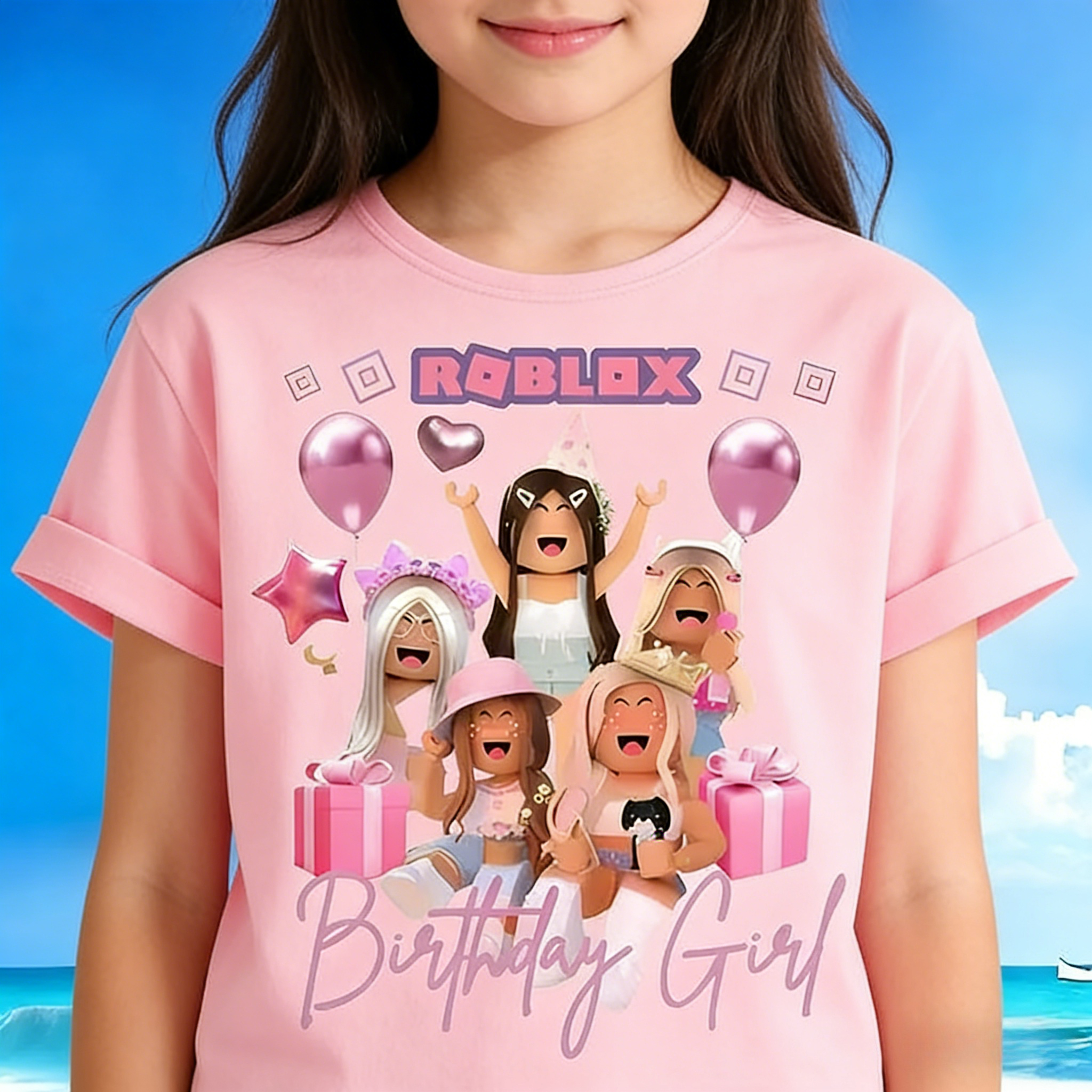Koszulka Roblox z krótkim rękawem, z nadrukiem anime, dla chłopców i dziewcząt, z czystej bawełny, letnia, oddychająca, pochłaniająca pot.