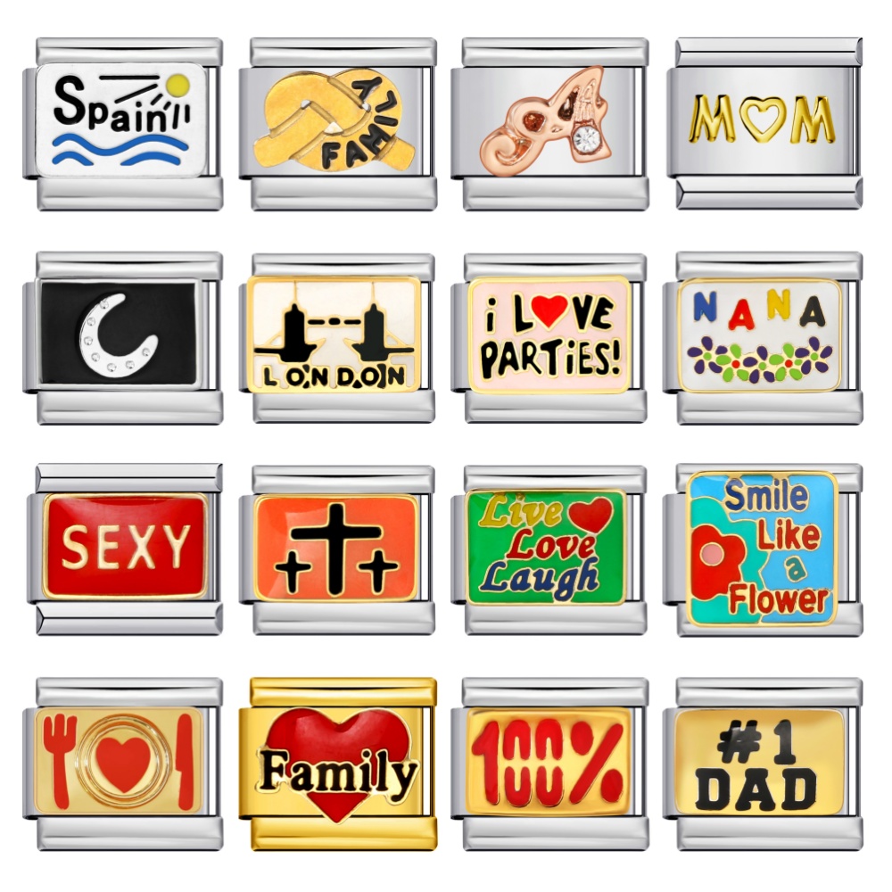 Новые персонализированные английские слова 100% DAD NANA LOVE SEXY Italian Charm Link Fit 9 мм из нержавеющей стали Изготовление браслетов своими руками Ювелирные изделия