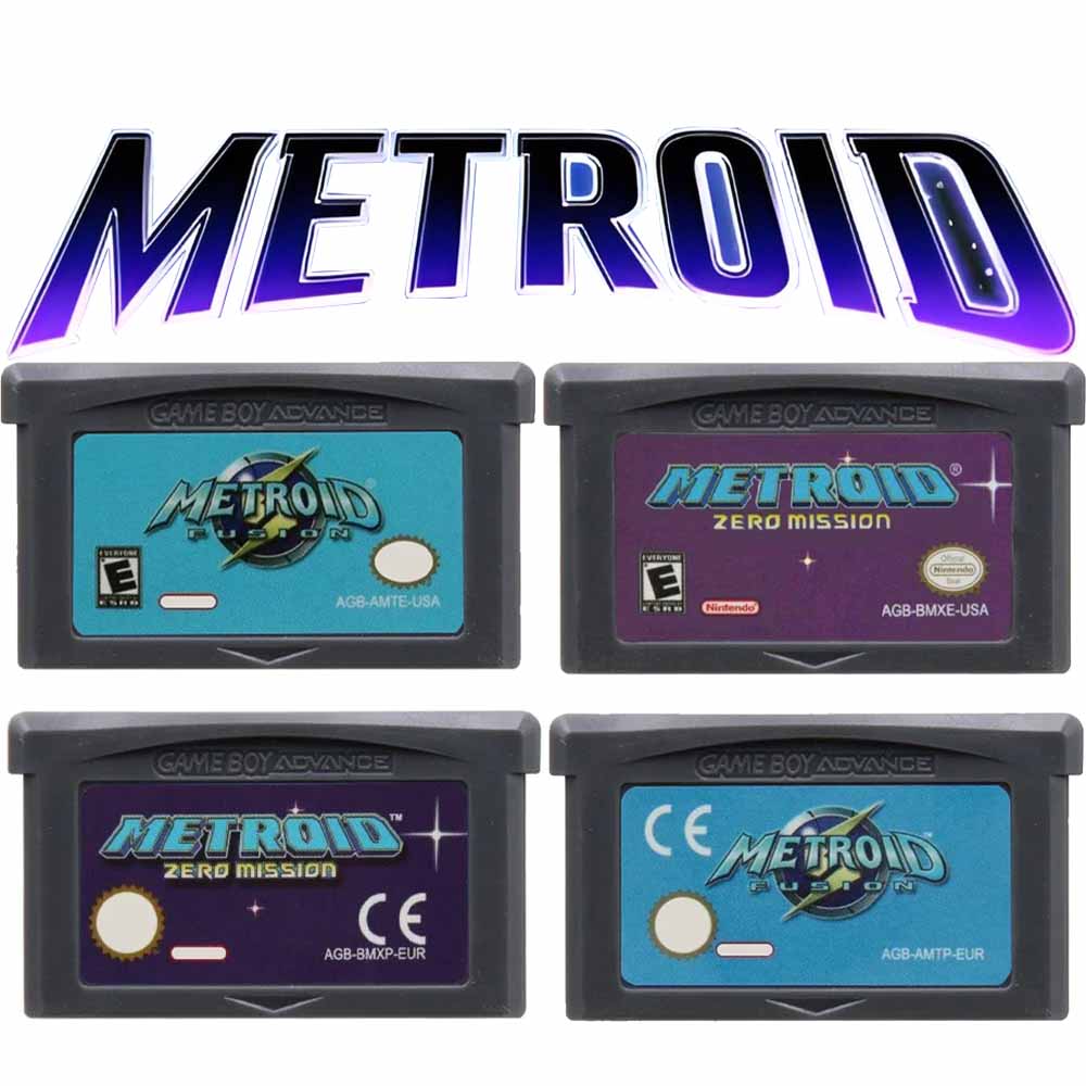 Cartucho de videogame de 32 bits, cartão de console, série Metroid GBA Game Fusion Zero Mission para versão GBA/NDS/EUA/EUR