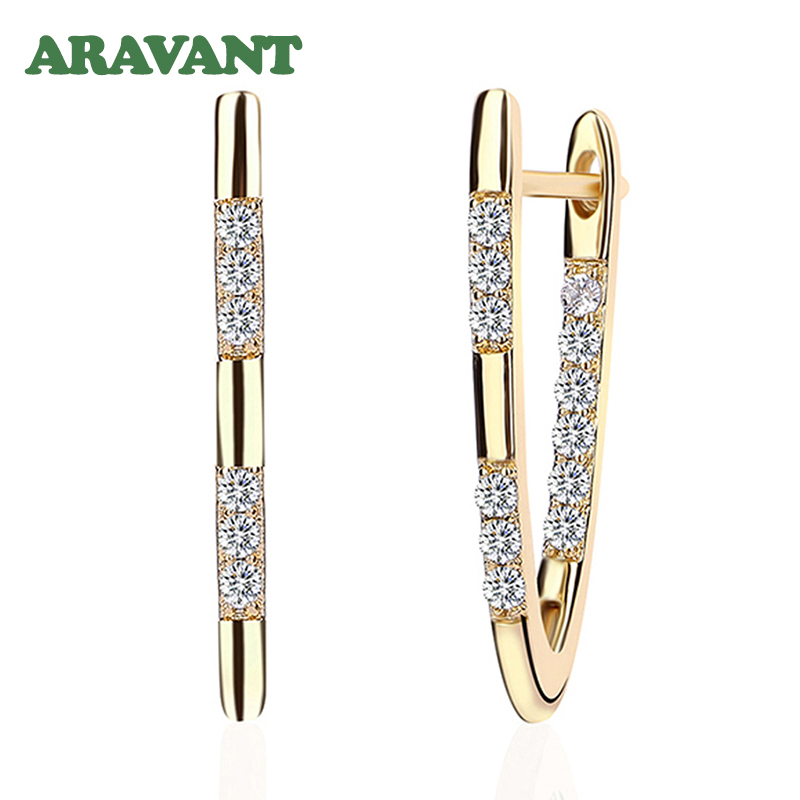 Pendientes de aro de circonia cúbica de oro de 18 quilates de plata 925 Aravant para mujer, joyería de moda