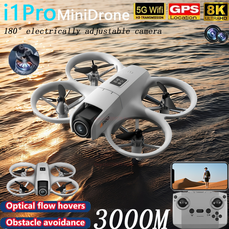 I1PRO nouveau Mini Drone professionnel 8K HD caméra WIFI sans brosse FPV avec écran de débit télécommande évitement aérien UAV jouets cadeau