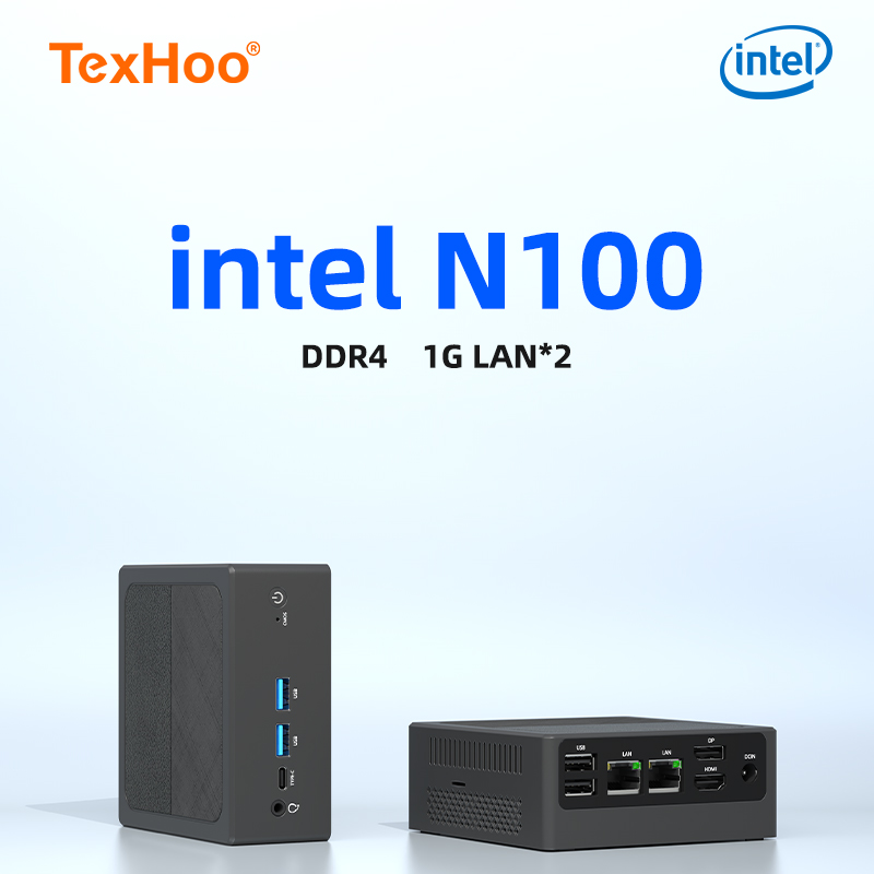 TexHoo MiniPC Intel N100 de doble banda WiFi5 BT4.0 8GB 16GB 256GB 512GB DDR4 HDMI DP Dual LAN ordenador de juegos de escritorio Mini PC Gamer