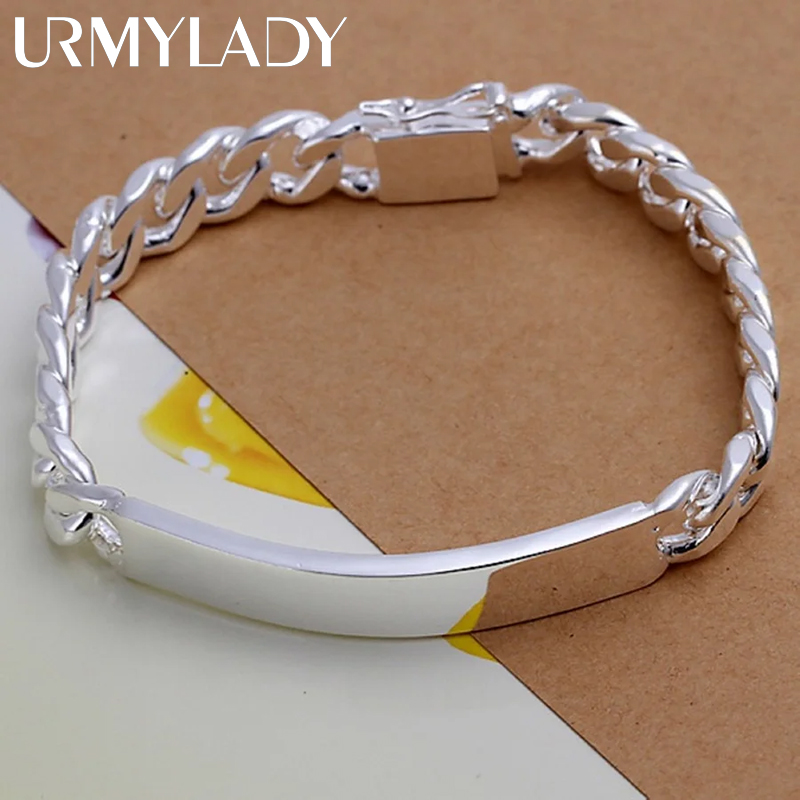 Breloque en argent sterling 925, design noble, jolie chaîne de 10MM pour hommes, bijoux à la mode, Bracelet géométrique, prix d'usine