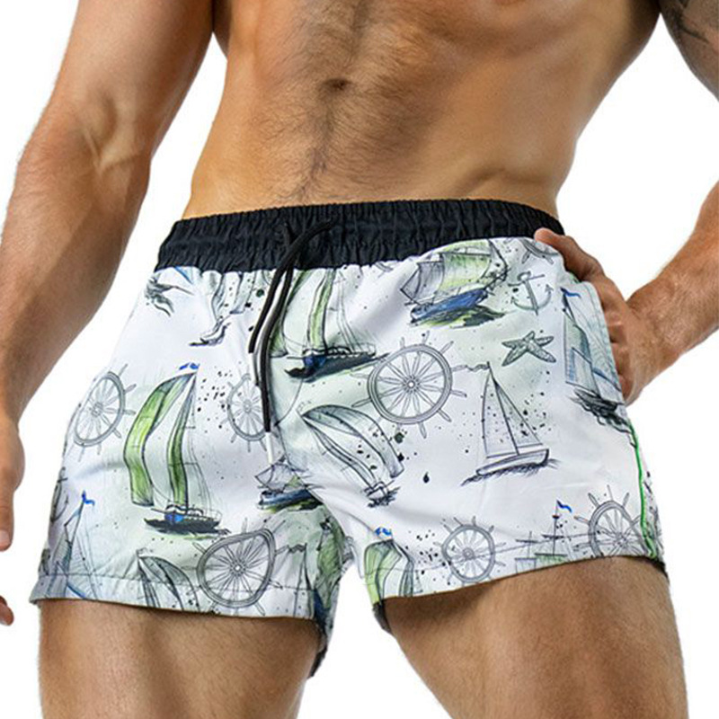 Calções esportivos masculinos leves respiráveis de secagem rápida camuflagem tecido europeu e americano tamanho três quartos shorts verão