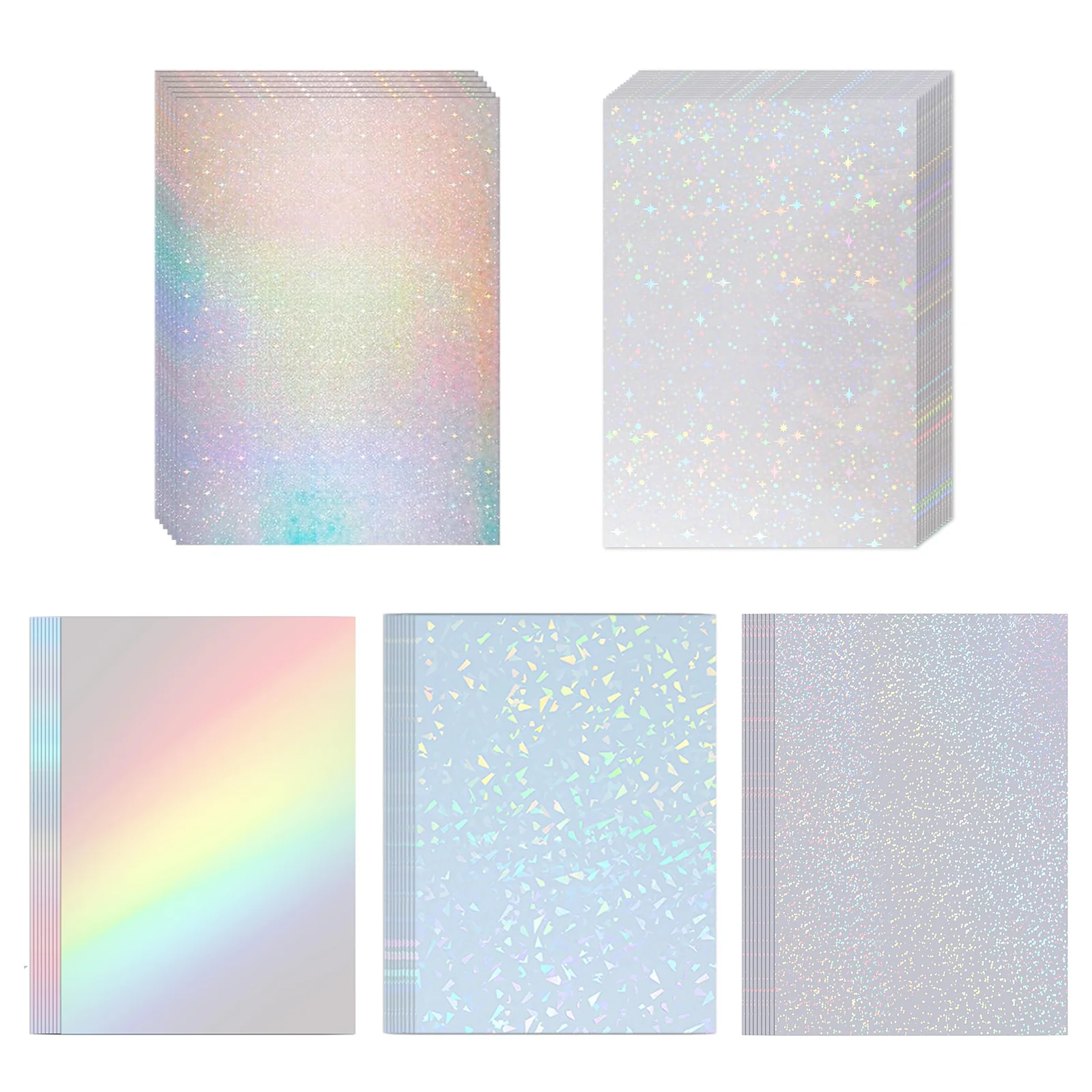 50 Stück Holographisches Aufkleberpapier Klares Vinyl 2,9 X 4,1 Zoll Selbstklebende Wasserdichte Transparente Kaltlaminierfolie für Bastelarbeiten
