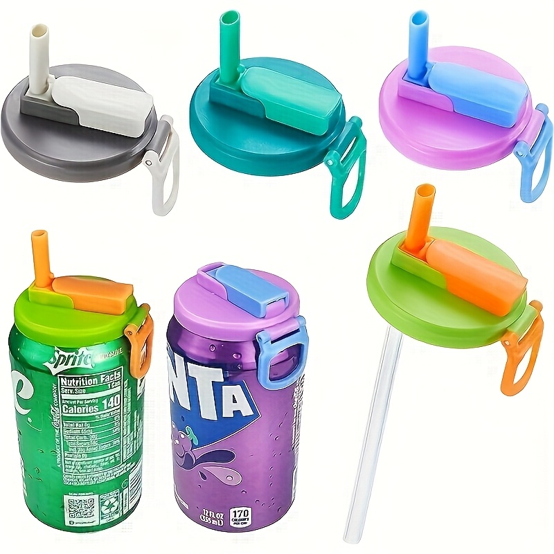 Tapa de lata de refrescos reutilizable. La tapa de lata de bebida de soda se puede utilizar para bebidas, jugos y refrescos y viene con una pajita