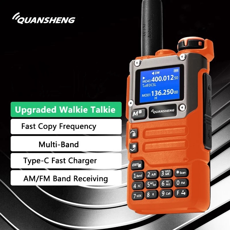 Оригинальный Quansheng-UV-K5(8) UV-K58 UV-K6 UVK58 Оранжевый двусторонний радиоприемник 5 Вт 50-600 МГц AM FM Тип C зарядка Многодиапазонное обновление UV-K58