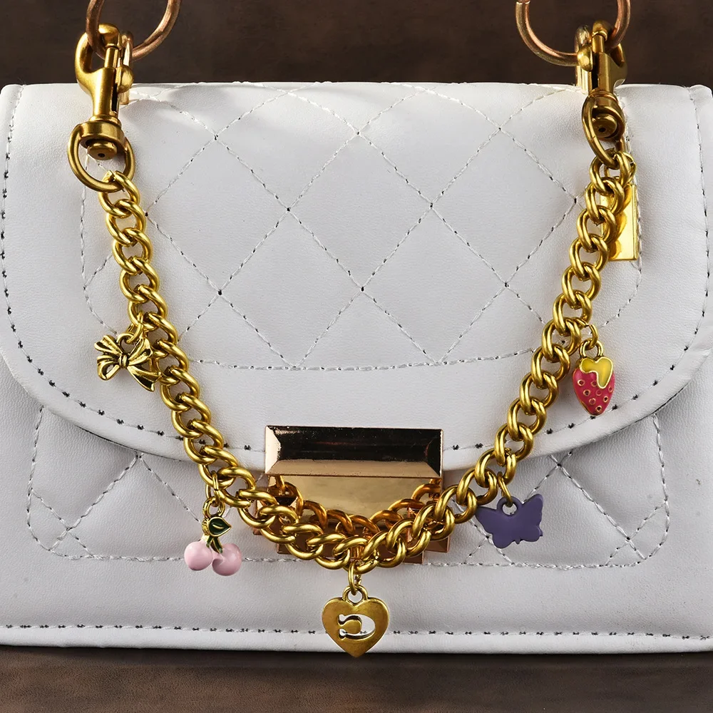 new Shining Cherry keychain Bag Charm Colorful Fashion Car Key Chain Metal flowers Key ring Exquisite Gifts Souvenirs