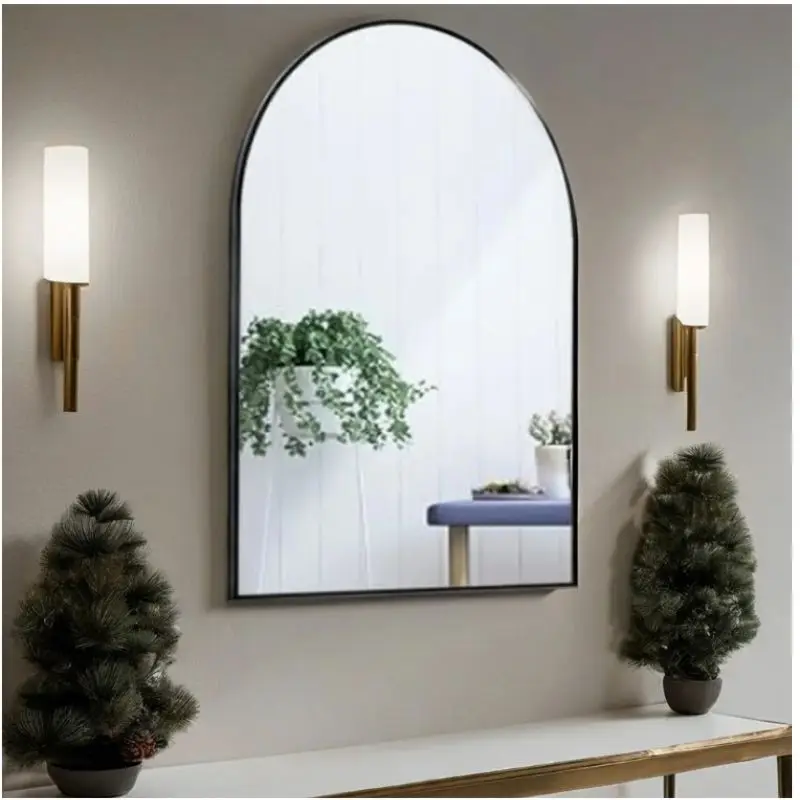 Arch-Shaped Wall Mirror – 40x50cm / 40x60cm / 50x70cm, Sleek Black Aluminum Frame, Lightweight & Easy to Hang, Modern Vanity Mir