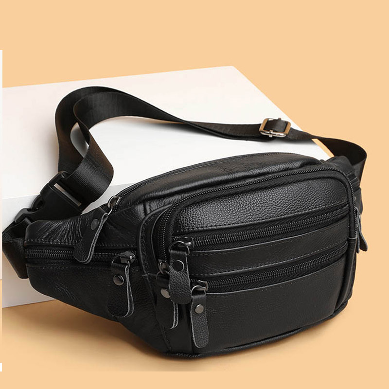 Mode hommes en cuir véritable Fanny sac pour pochette de téléphone mâle en cuir sacs de messager marque Fanny Pack mâle voyage taille sac hommes