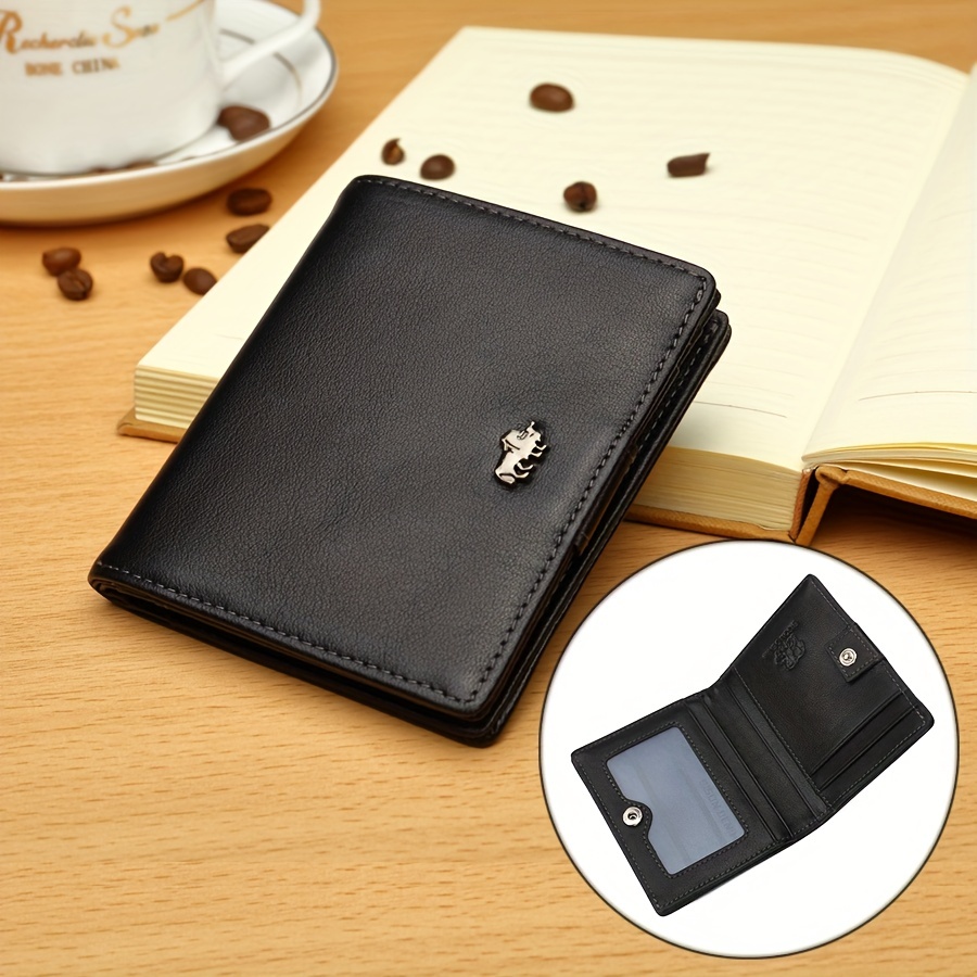 Portefeuille en cuir de vachette 100% véritable pour homme, porte-monnaie de poche, porte-cartes de crédit d'affaires, blocage RFID, cadeau de vacances
