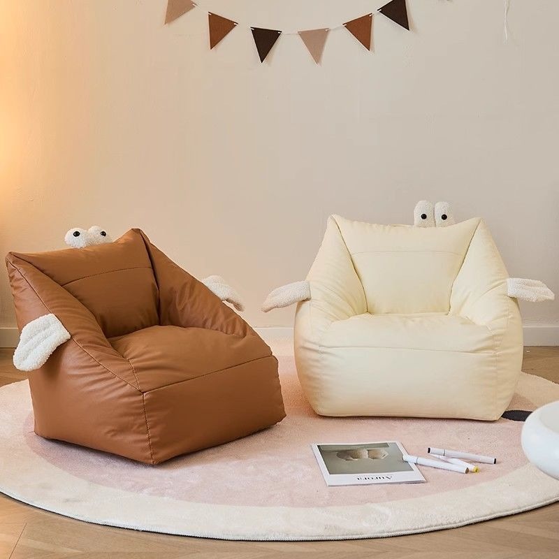 Sofa typu worek dla dzieci, urocze krzesło do czytania do pokoju dziecięcego, fotel rozkładany dla niemowląt i małych dzieci, miękkie, zdejmowane pokrowce do prania, brązowy, biały, pomarańczowy