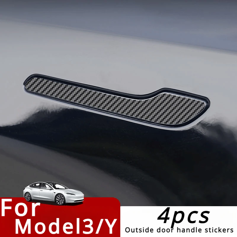 Для Tesla Model 3 Y углеродное волокно ABS Стайлинг Премиум прочные аксессуары model3 2024 защитная наклейка на дверную ручку автомобиля