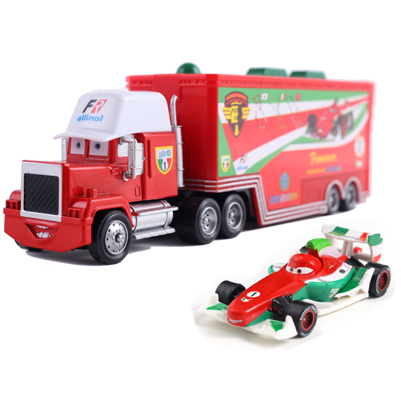 Pixar Cars Truck Verjaardagscadeaus Mobilisatie Jackson Cool Sister Francisc Container Truck Set Automodel Speelgoedvrachtwagenornamenten