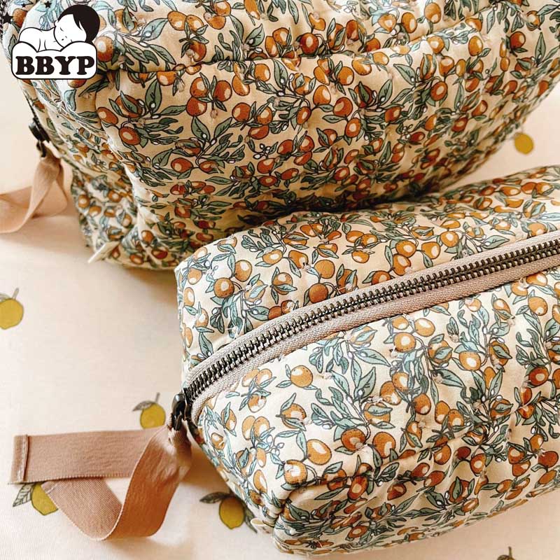 Saco de fraldas do bebê limão floral impressão algodão recém-nascido sacos de armazenamento para fraldas do bebê bolsa organizador sacos de cuidados com o bebê