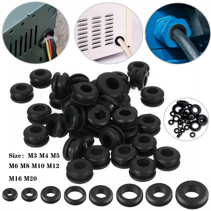 50pcs/100 pièces trou Double face œillet en caoutchouc joint ouvert câble de câblage cordon M3 M4 M5 M6 M8 M10 M12 M16 M20