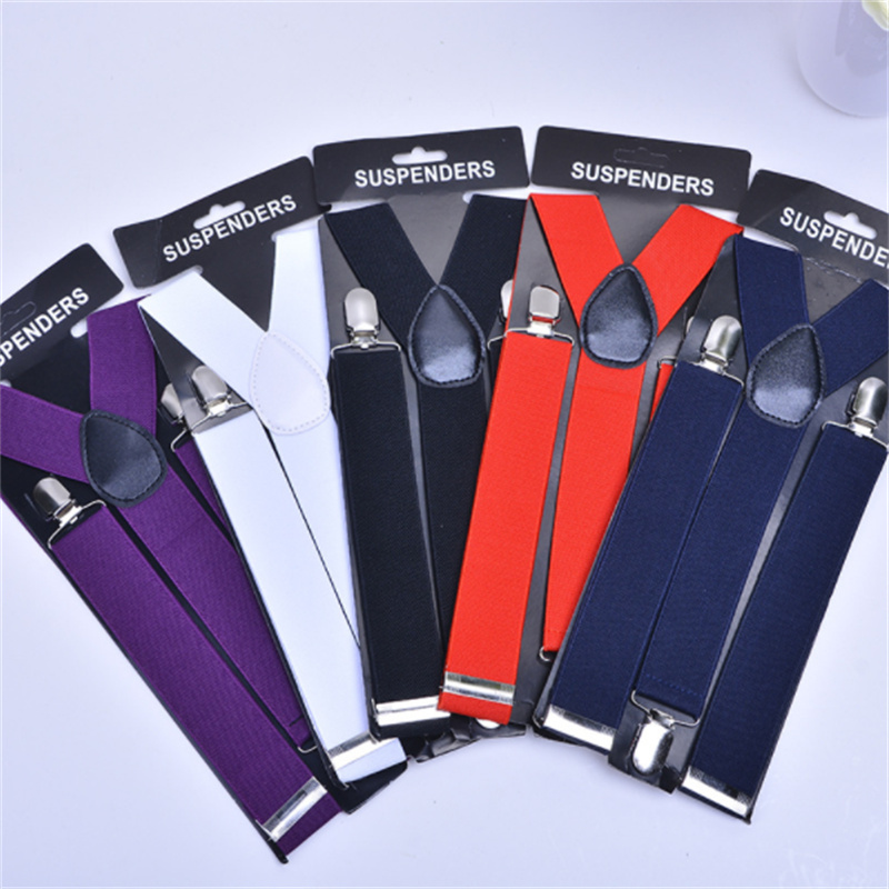 Suspensórios de couro elástico de cor sólida, suspensórios masculinos e femininos, preto, azul, vermelho, alças ajustáveis para terno de casamento, saia, acessórios, presente
