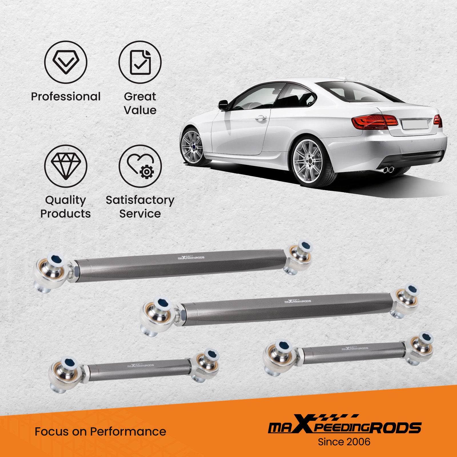แขนนิ้วเท้าแคมเบอร์ปรับด้านหลังสําหรับ BMW 3-Series 335i 328i 330 E90 E92 E93 06-11