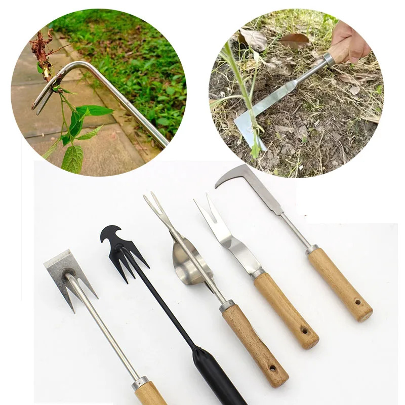 手動除草機セット：草刈り鎌＋道路のひび割れ除草ツール＋ガーデンハンドシャベル - 屋外用頑丈な炭素鋼